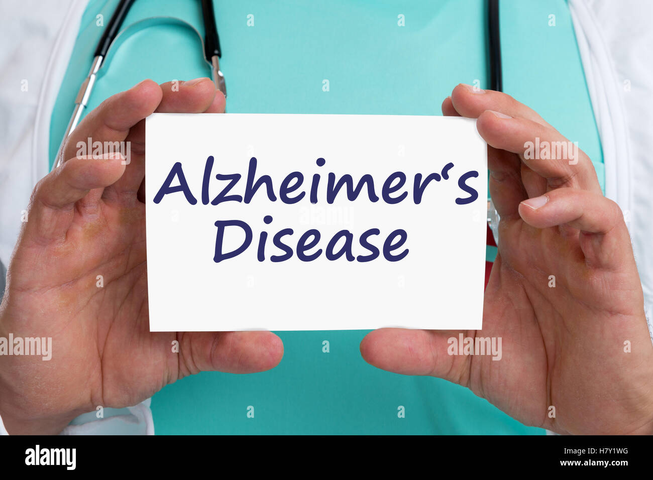 La malattia di Alzheimer malattia di Alzheimer il morbo di Alzheimer malattia malato sano medico sanitario con segno Foto Stock