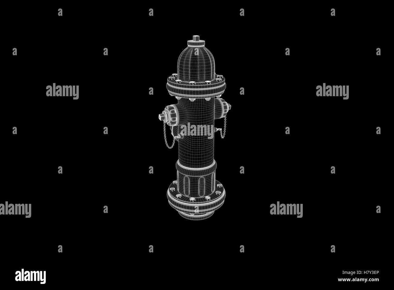 Idrante di fuoco in ologramma stile Wireframe. Bello il rendering 3D Foto Stock