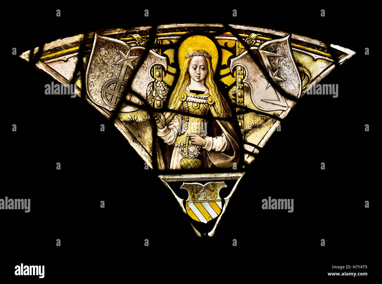 Santa Dorotea con stemma (Alexiuslegende) 1515 Tedesco Colonia Germania Santa Dorotea con il Crest Foto Stock
