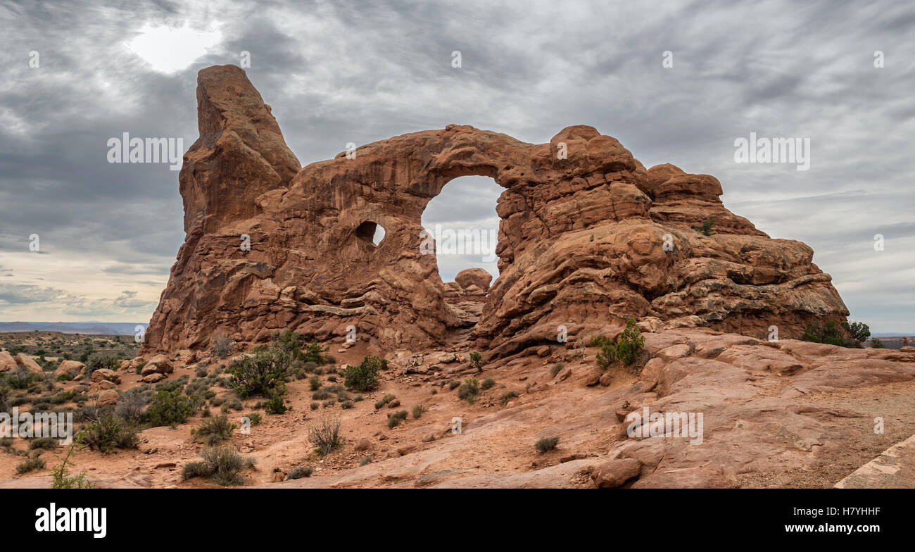 La torretta Arch in Arches National Monument, USA Utah Foto Stock