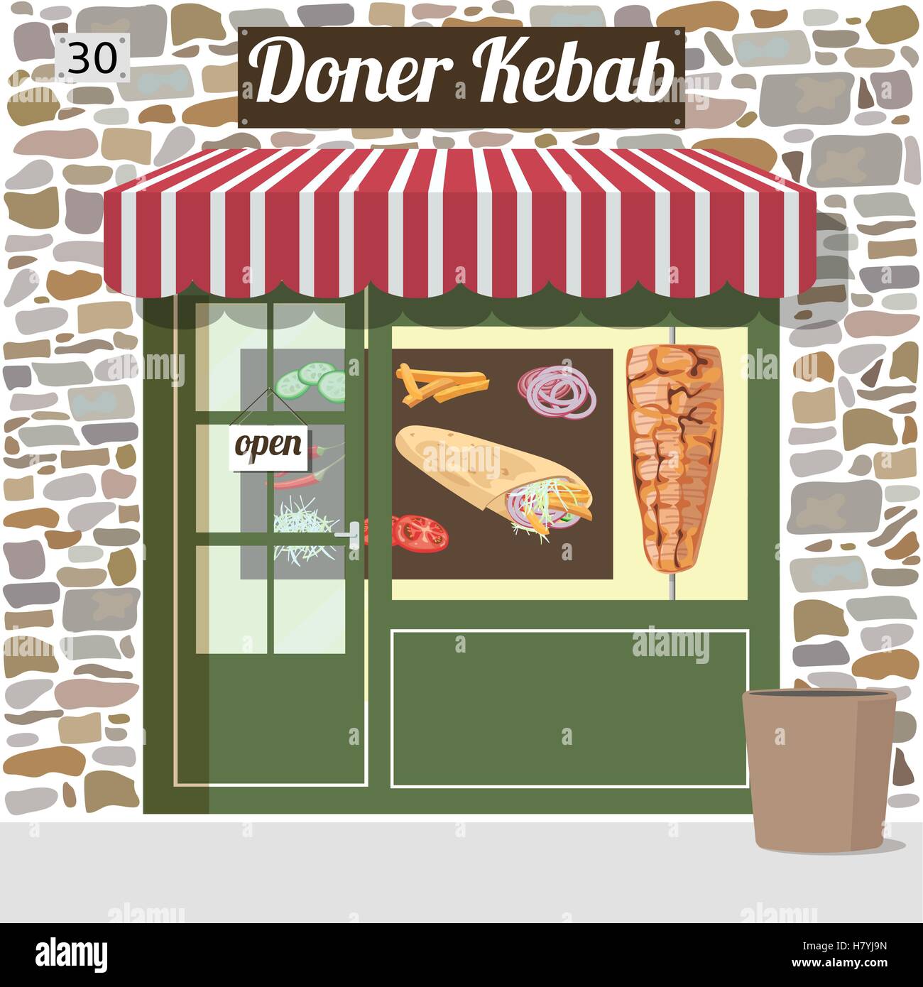 Döner Kebab fast food cafe Illustrazione Vettoriale