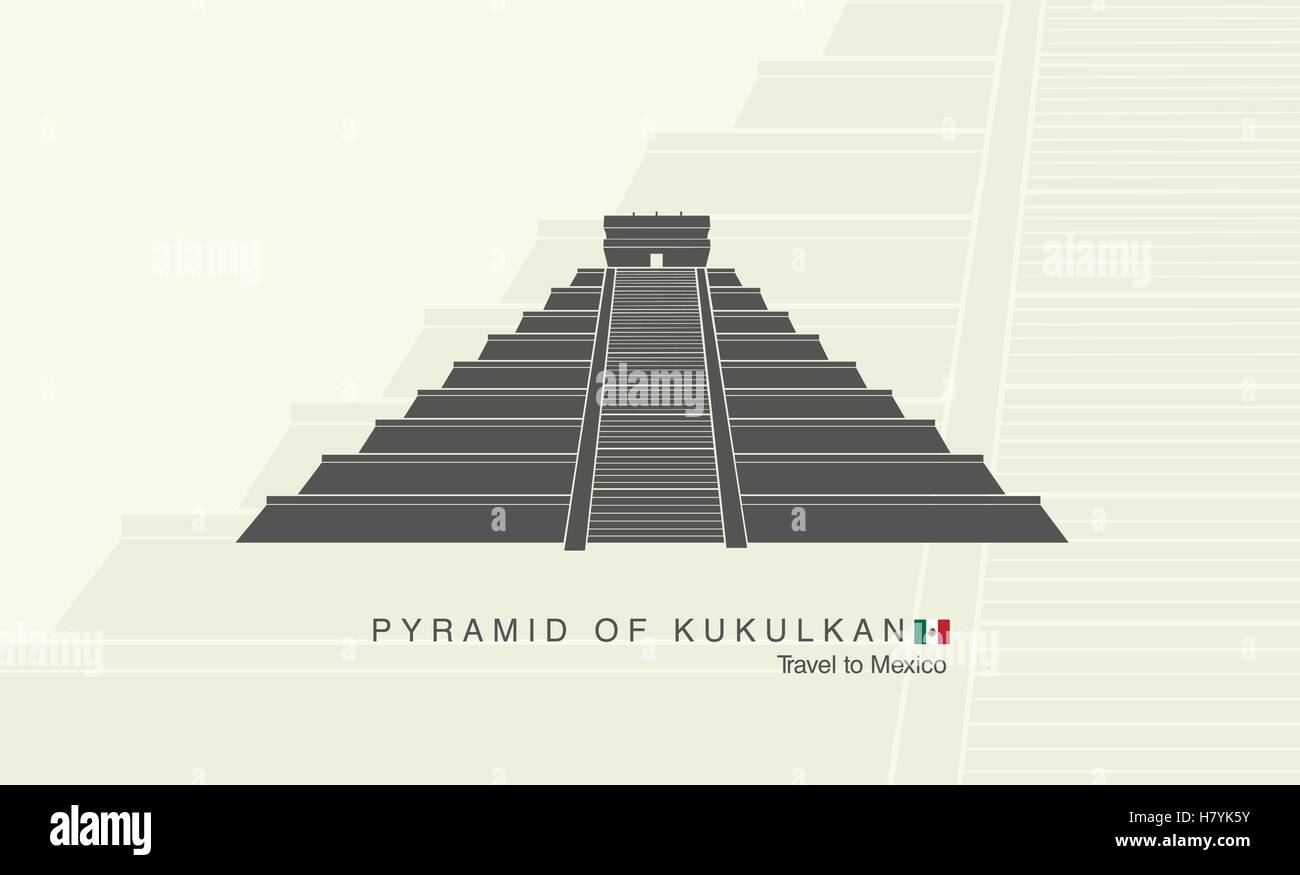 La Piramide Maya di Kukulkan in Messico Illustrazione Vettoriale