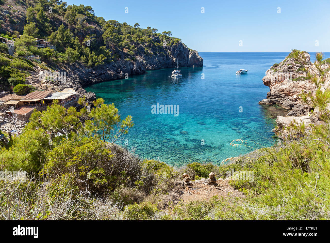 Cap de Formentor beach. Bella Costa e la spiaggia di Cala Figuera, Mallorca. Foto Stock