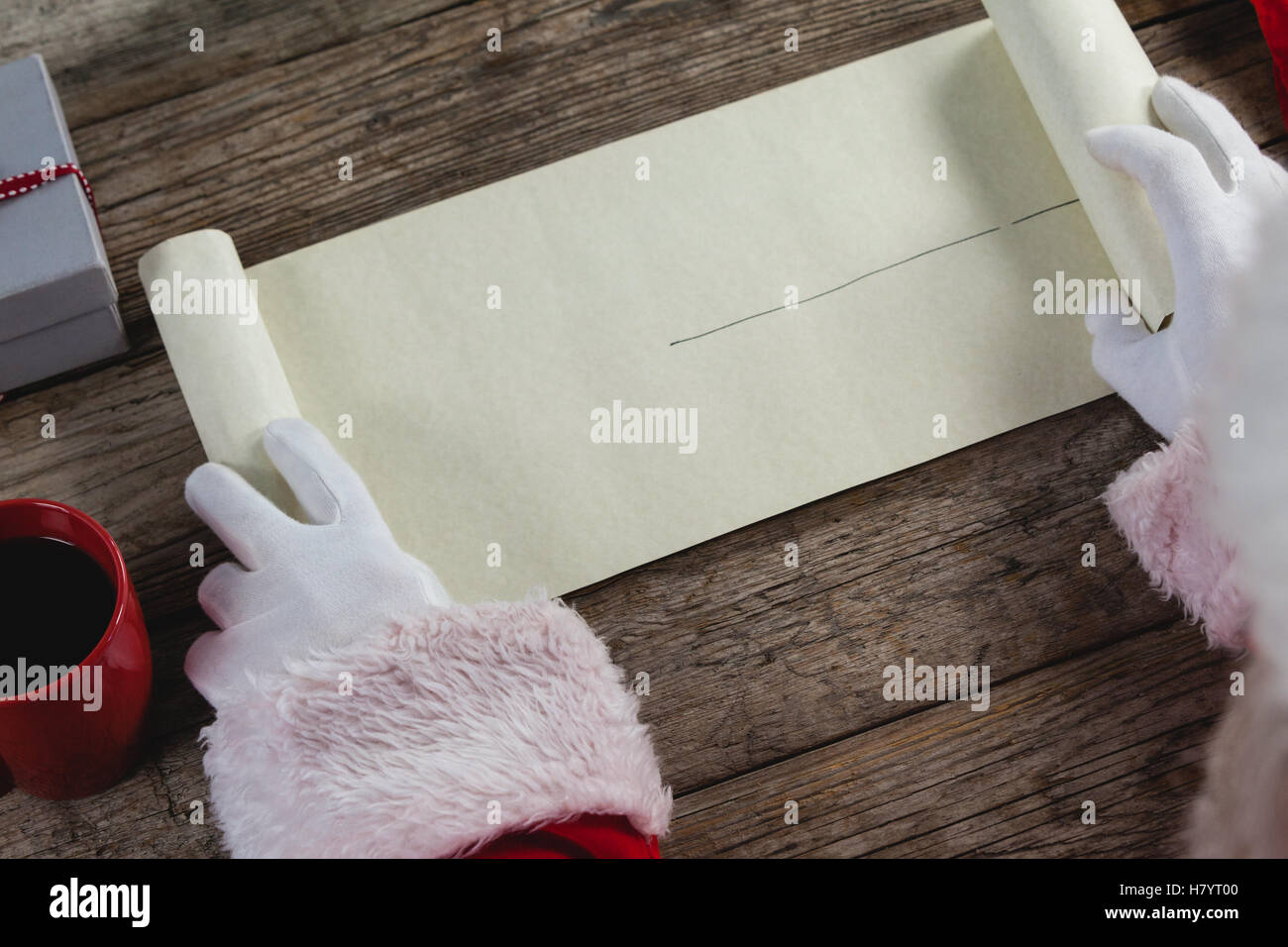 Close-up di santa claus di scorrimento di apertura Foto Stock