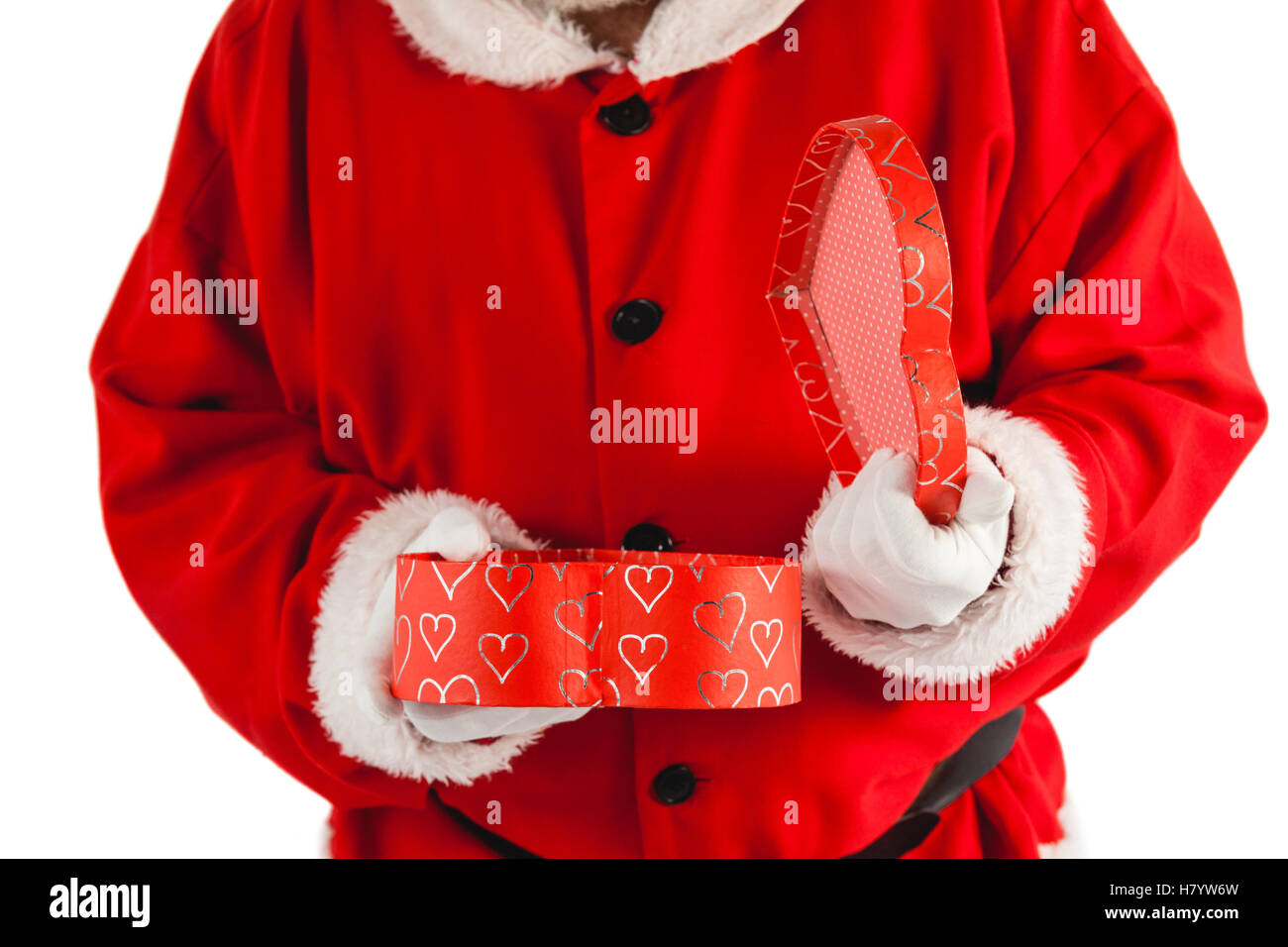 Santa Claus apertura di una confezione regalo Foto Stock