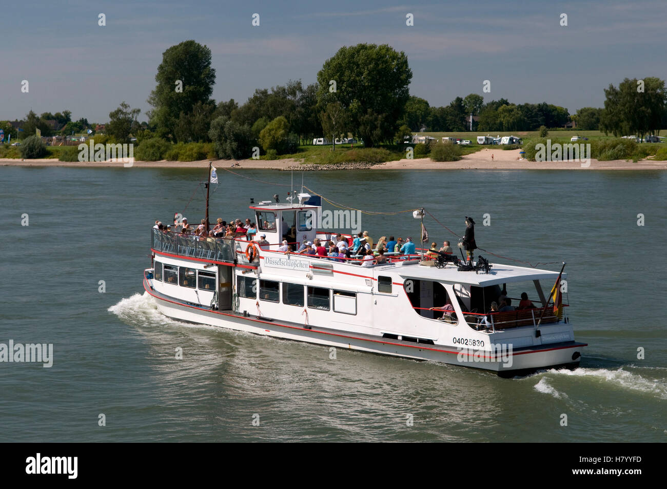 Weissen flotte, White Fleet, nave passeggeri, Kaiserswerth, Duesseldorf, Renania, Renania settentrionale-Vestfalia Foto Stock