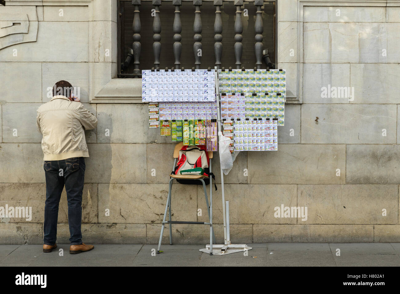 Lotteria venditore, Siviglia, Andalusia, Spagna Foto Stock