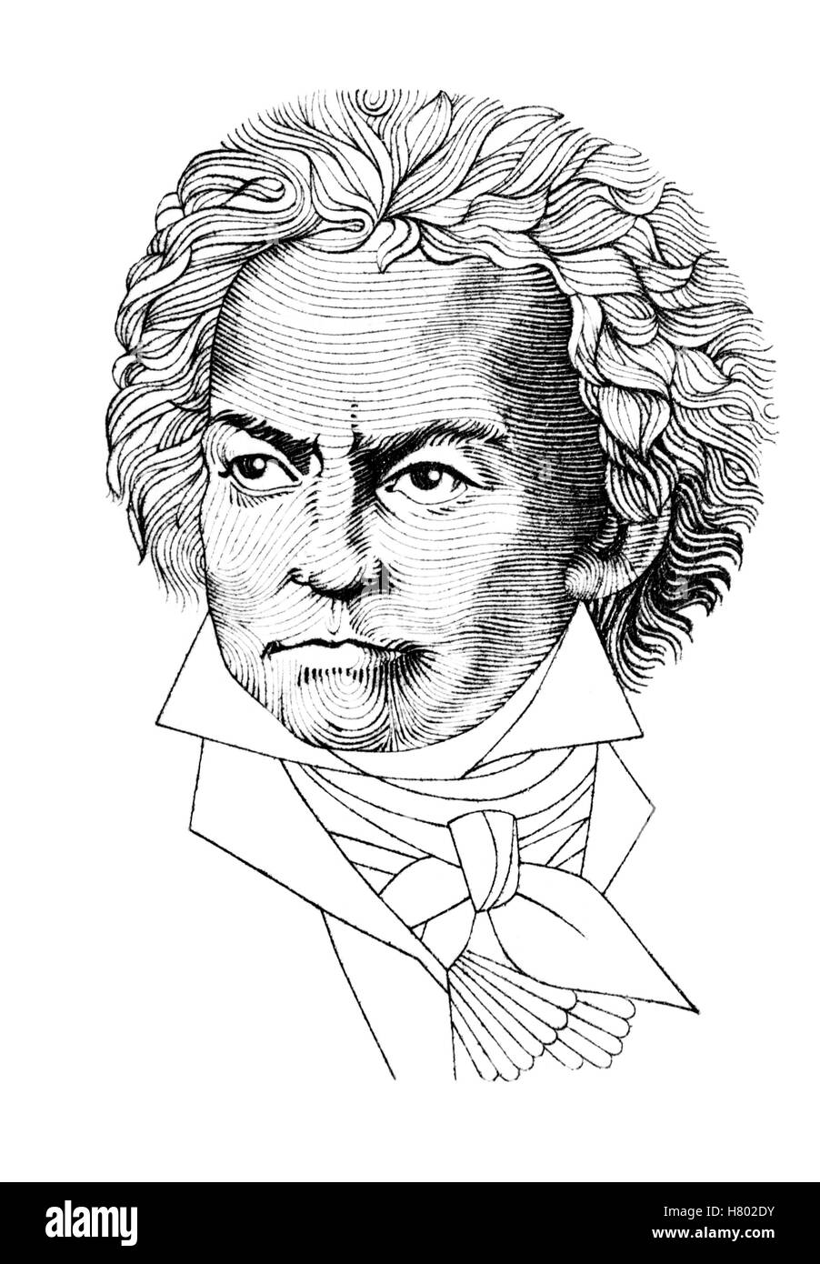 Ritratto di Ludwig van Beethoven (compositore tedesco; 1770-1827) tagliato fuori dal tedesco francobollo. Foto Stock