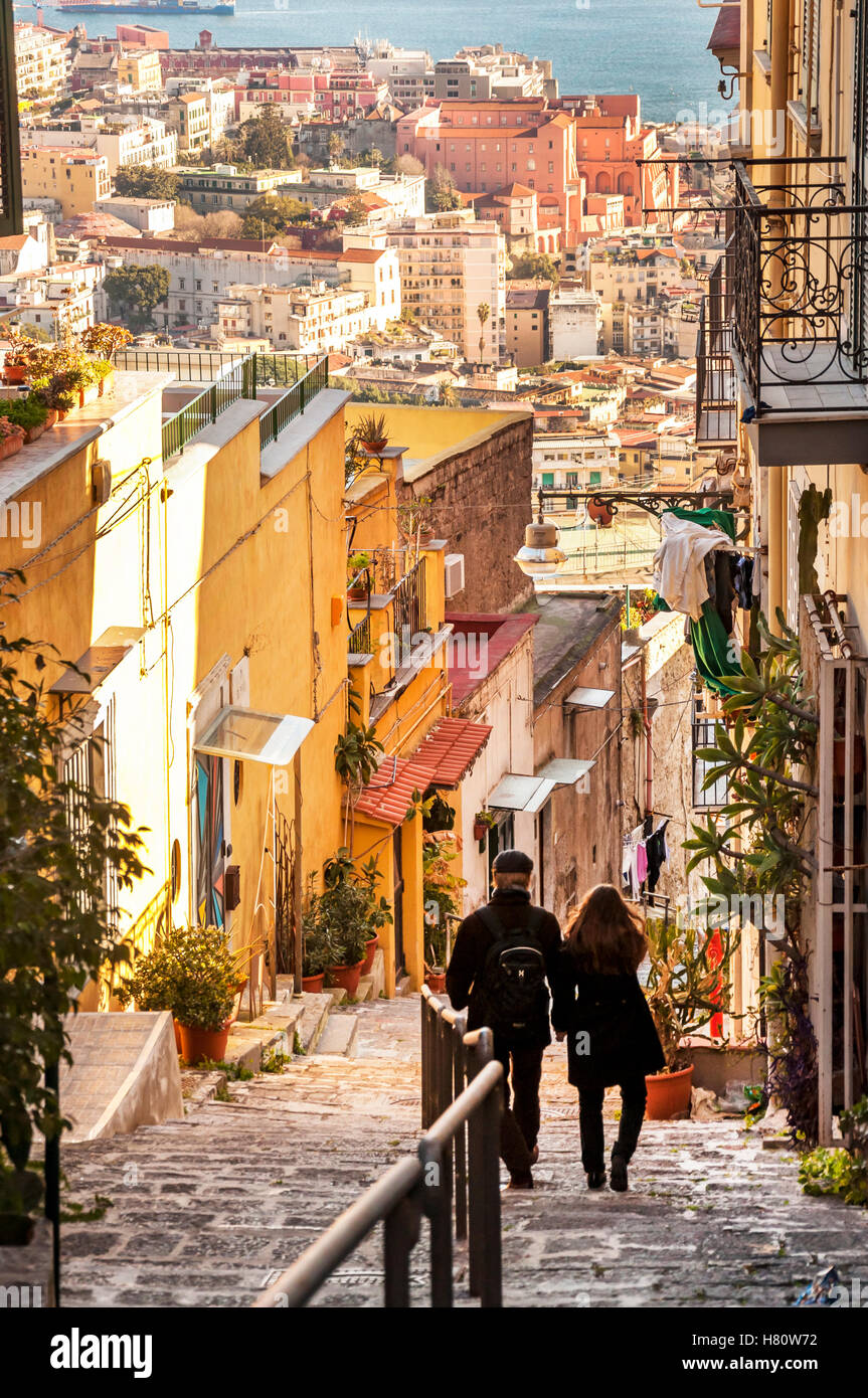 Discesa Petraio, pedamentina scale a Napoli, Italia Foto Stock