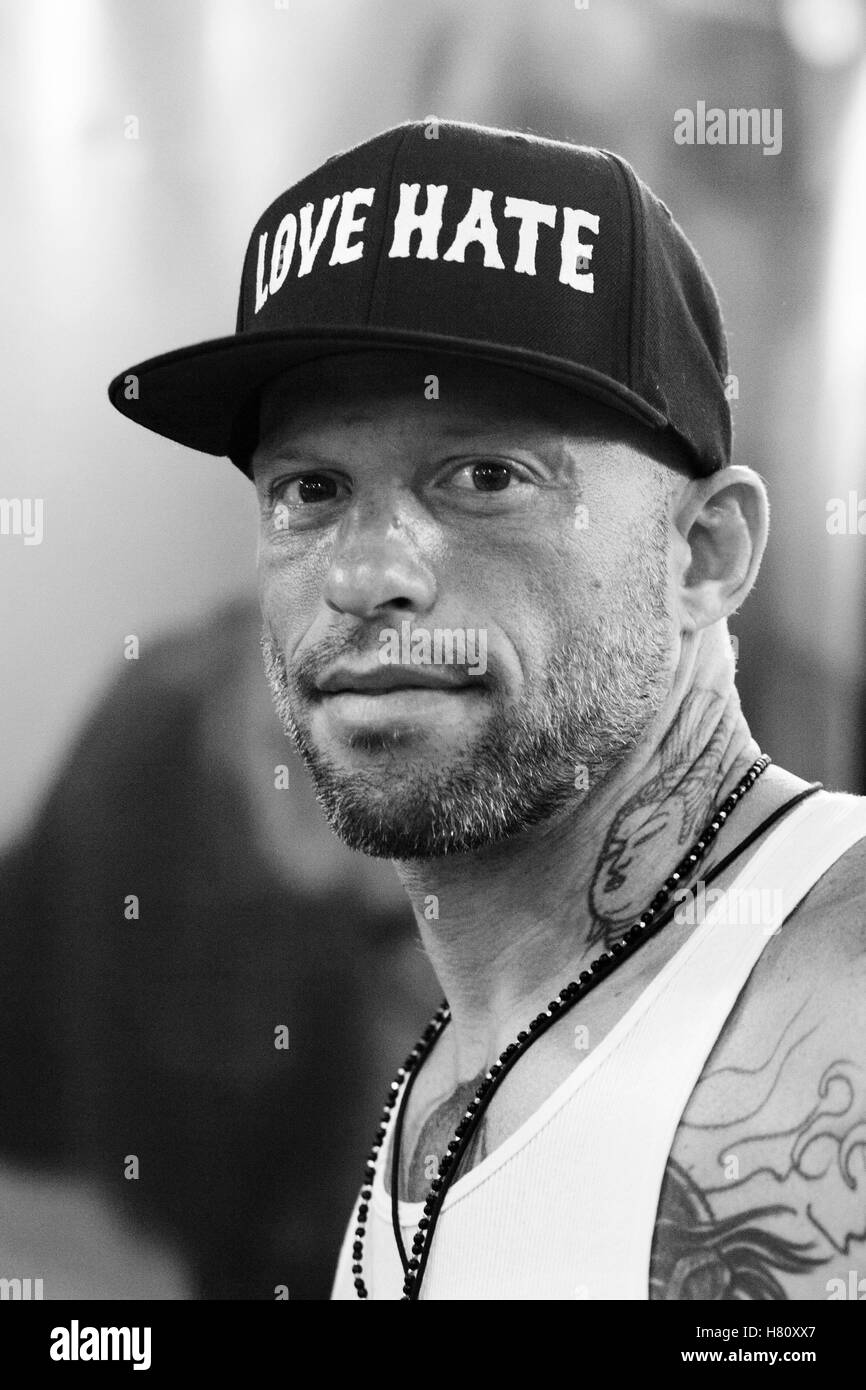 Tattoo Artist Ami James assiste il tattoo convention inchiostro Copenhagen 2013. Foto Stock