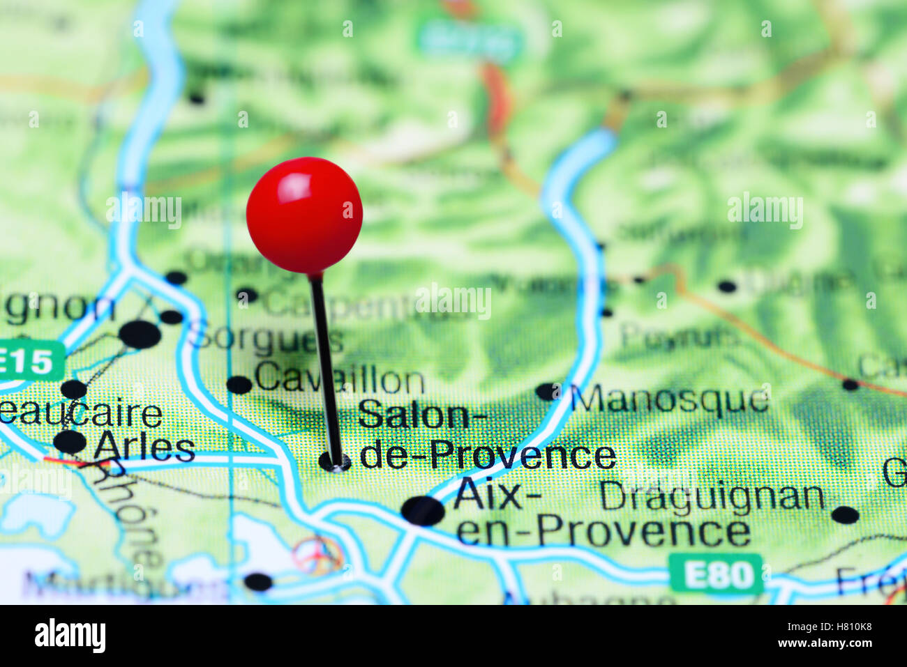 Salon-de-Provence imperniata su una mappa della Francia Foto Stock