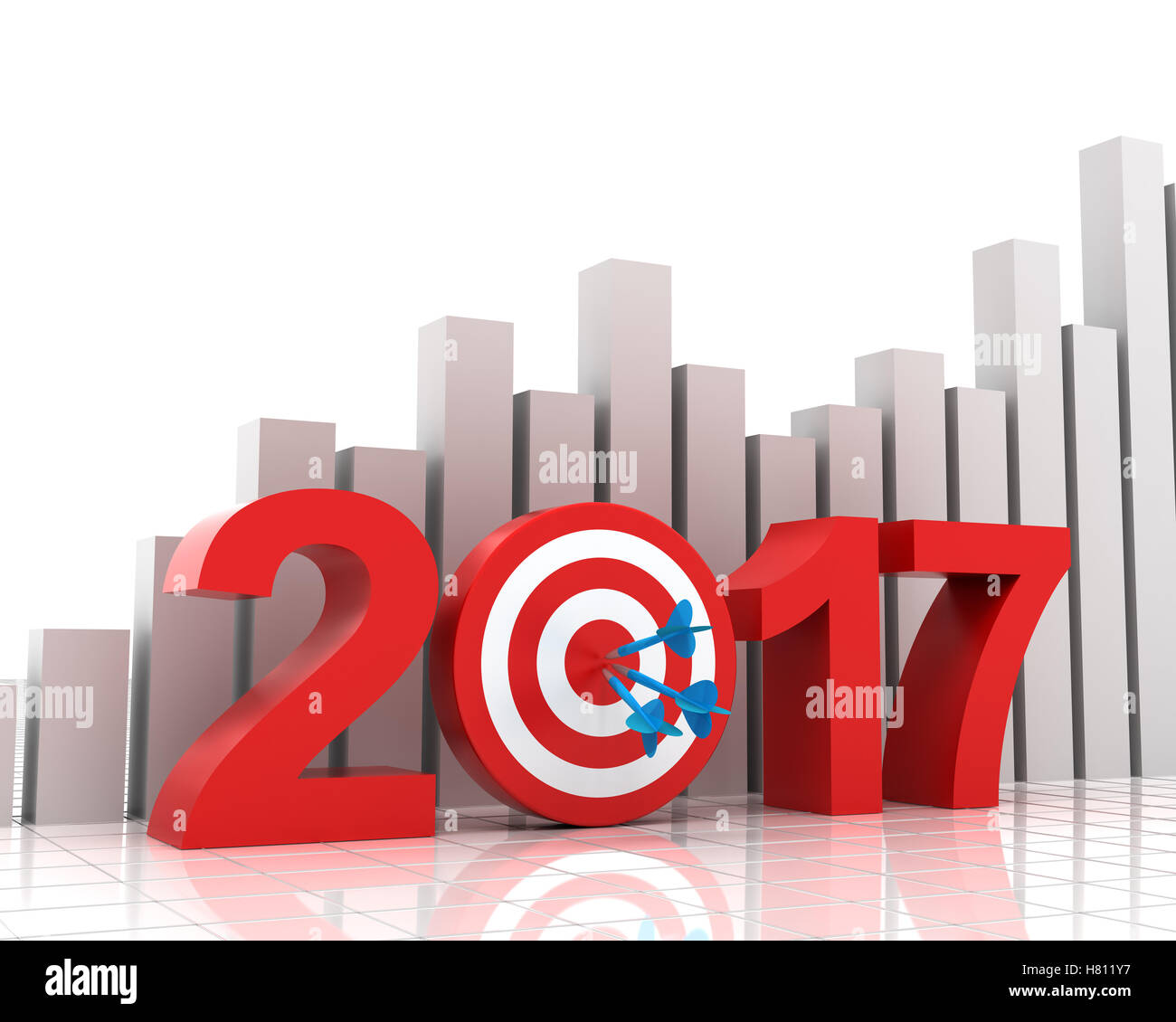 Business target per il 2017 con grafico a barre Foto Stock