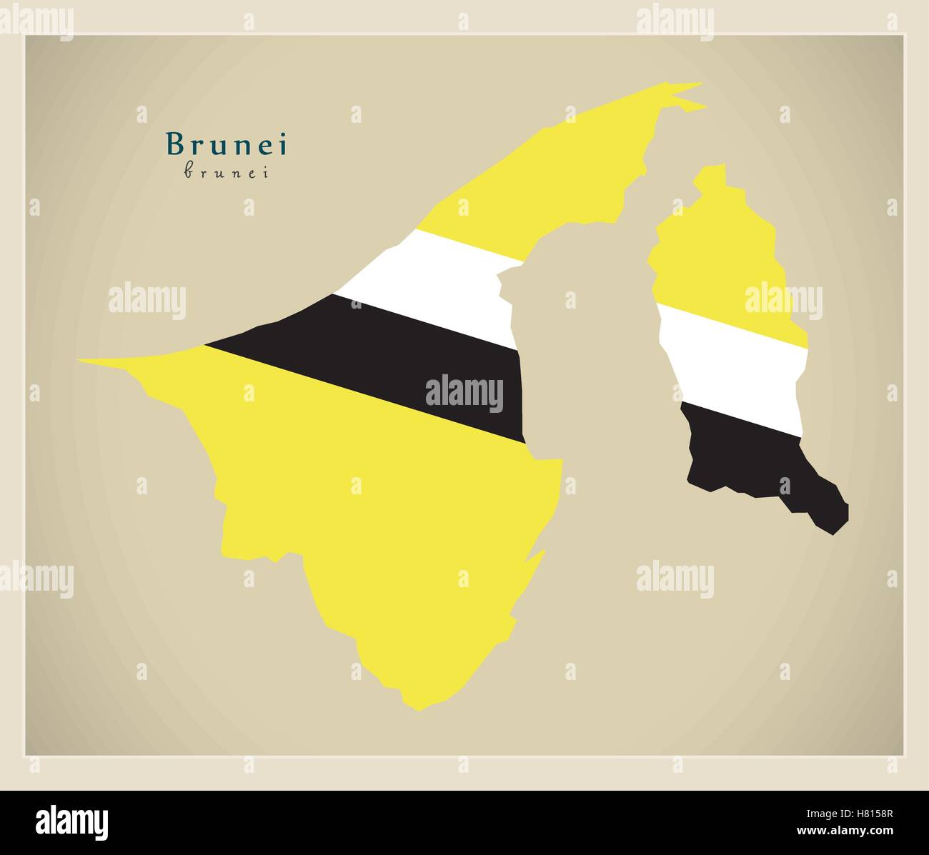 Mappa moderno - Brunei bandiera BN colorati Illustrazione Vettoriale