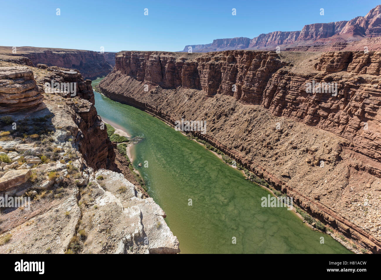 Il fiume Colorado che scorre verso il Parco Nazionale del Grand Canyon vicino Marble Canyon in Northern Arizona. Foto Stock