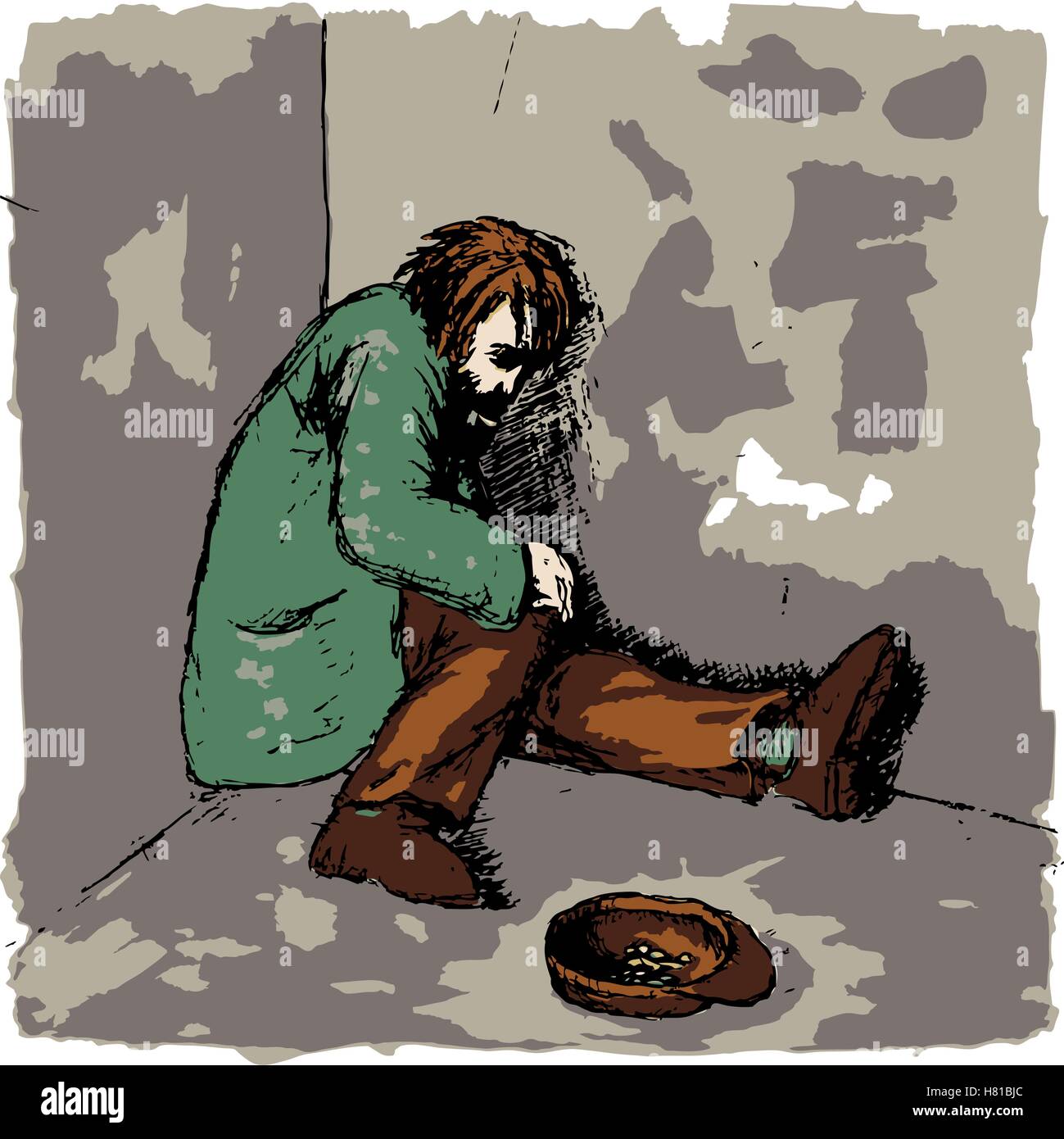 Senzatetto Illustrazione Vettoriale