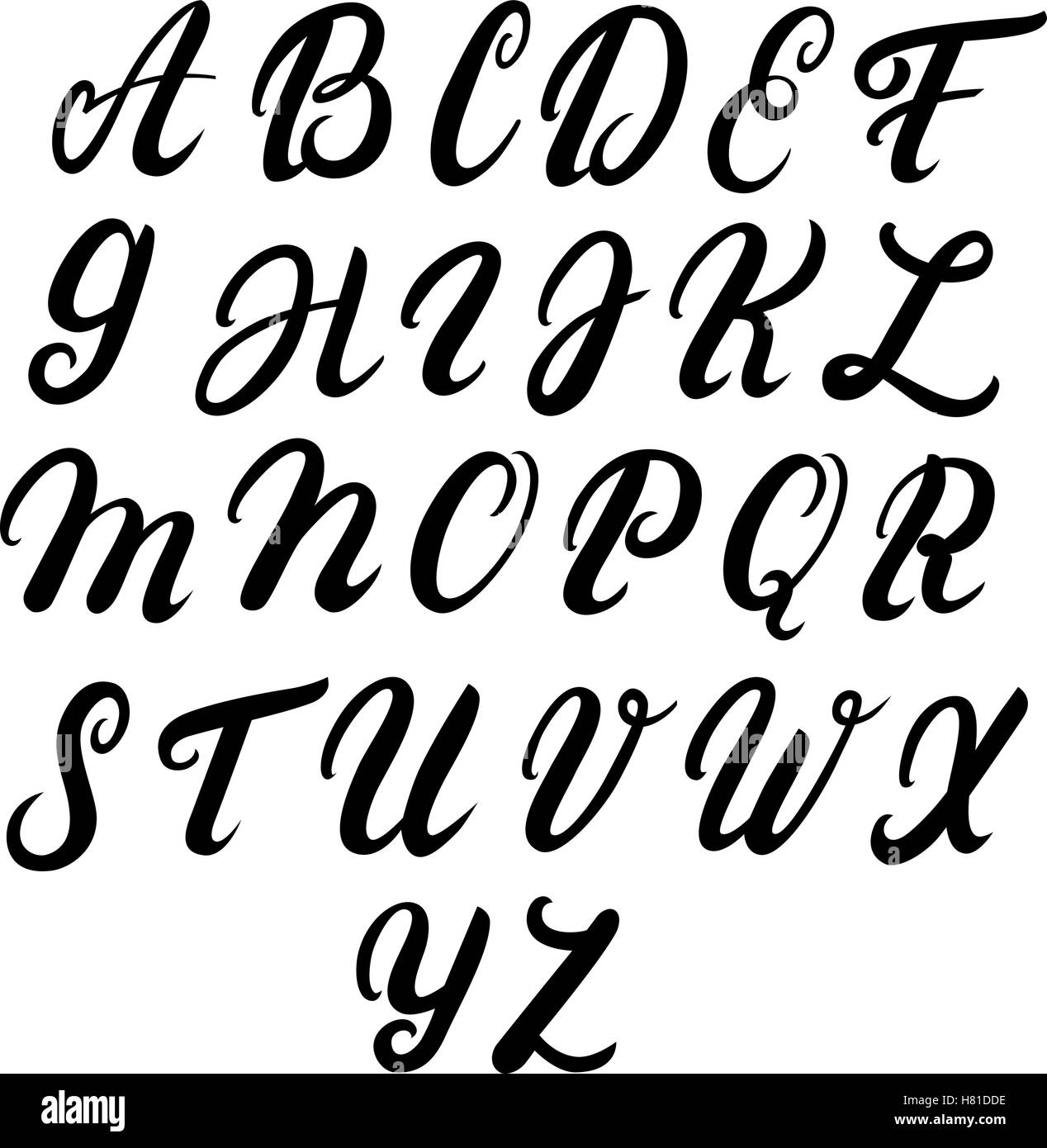Scritto a mano alfabeto maiuscole. Moderno lettering spazzolato. Lettere  nere isolati su sfondo bianco. Illustrazione Vettoriale Immagine e  Vettoriale - Alamy