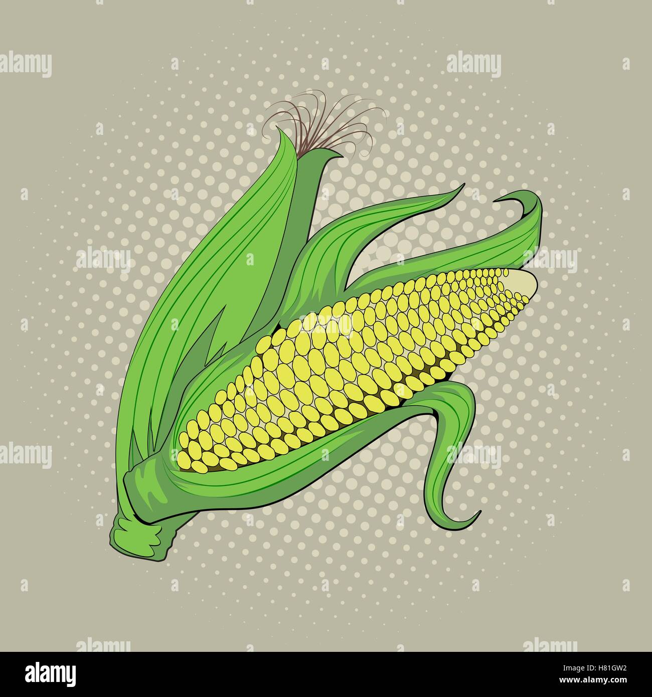 Spiga del granoturco, raccolto, agricoltura, arte pop retrò illustrazione vettoriale Illustrazione Vettoriale