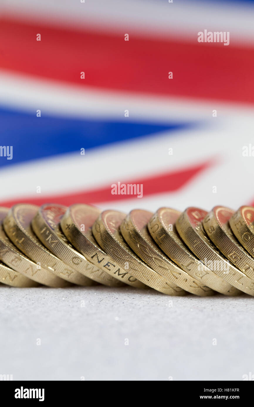 Moneta : Lira sterlina britannica monete. Foto Stock