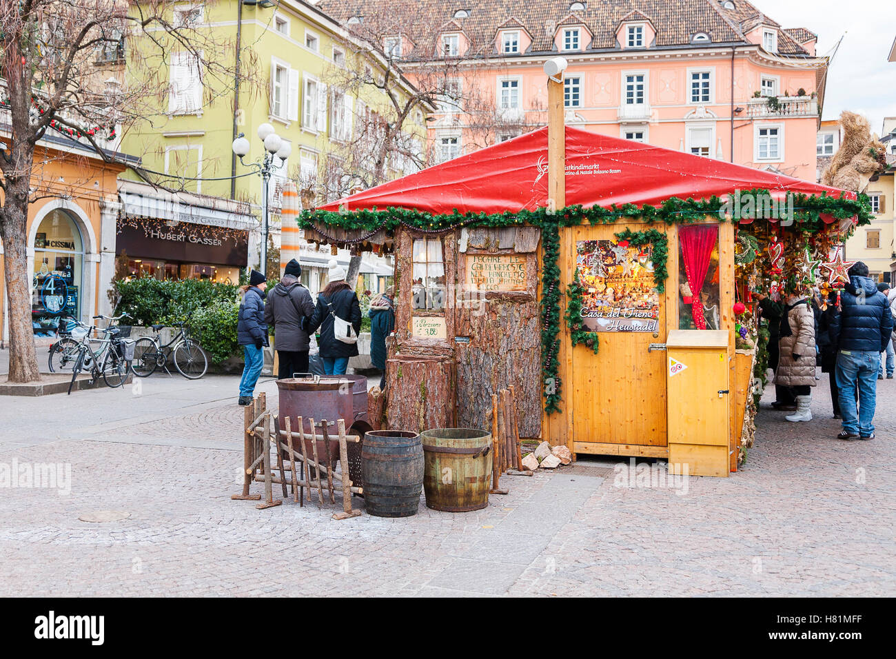 Mercato di Natale, piazza Walther,Bolzano, Trentino Alto Adige,sudtirol,Italia, Europa Foto Stock