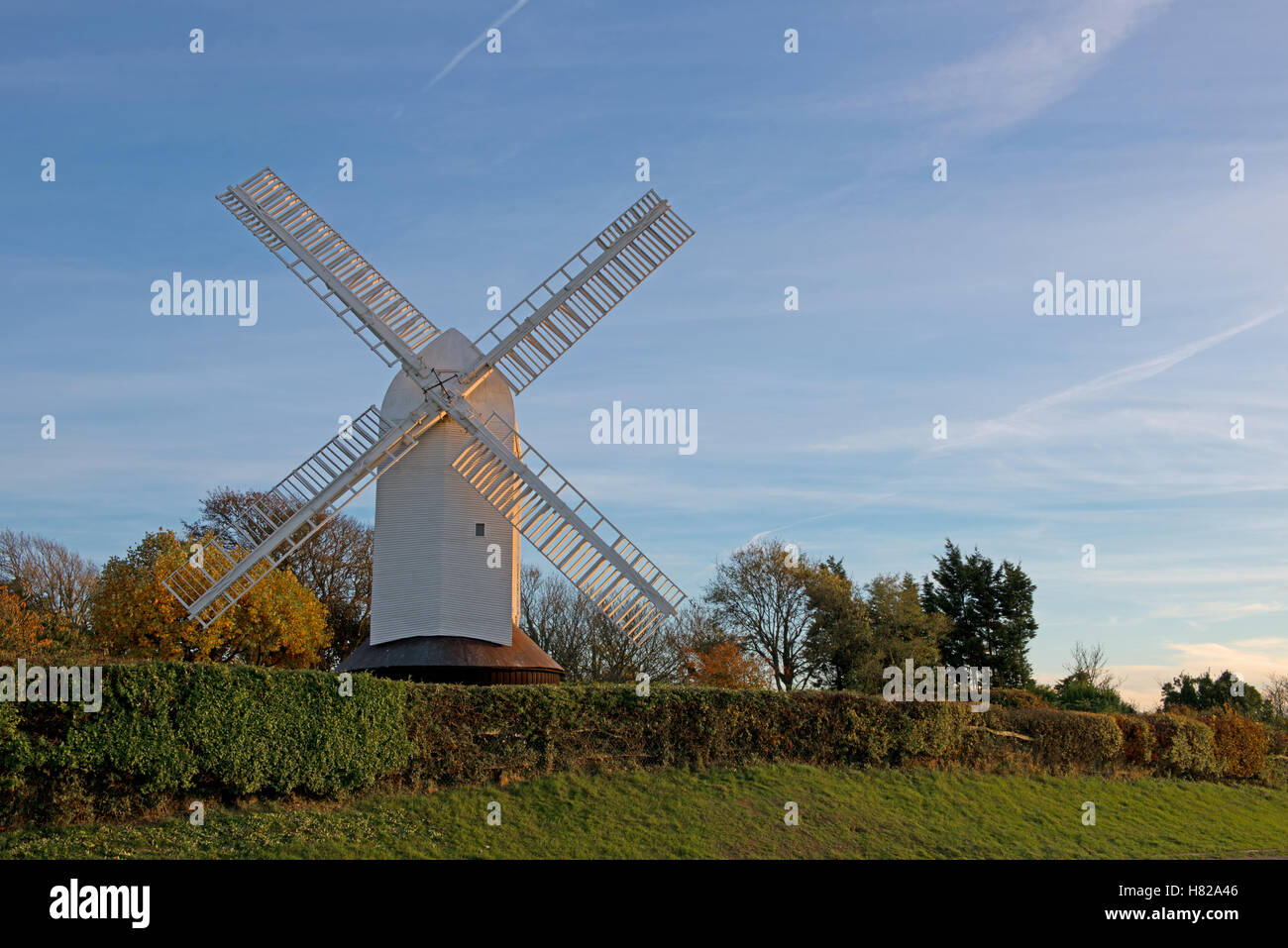Jill Windmill post mill South Downs villaggio di Clayton, South Downs National Park, West Sussex, in Inghilterra, in Gran Bretagna. Regno Unito Foto Stock
