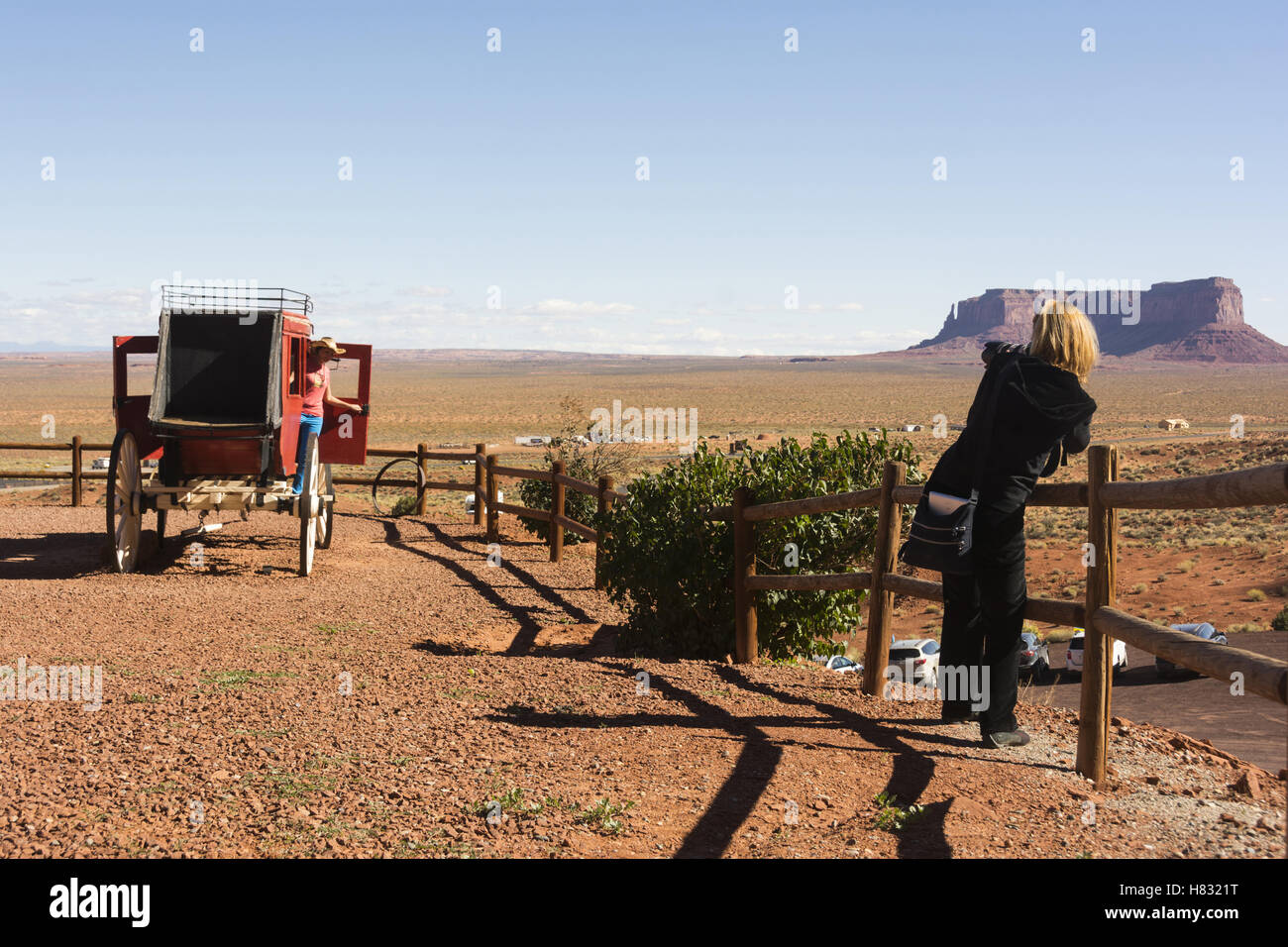 Arizona-Utah, il parco tribale Navajo Monument Valley, Visitatore foto op Foto Stock