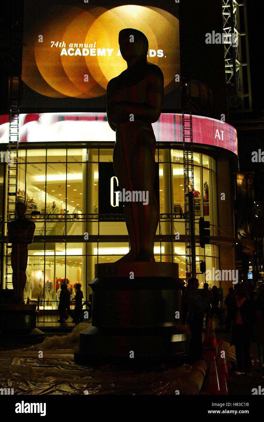Statua di Oscar Oscar 2002 IMPOSTARE HOLLYWOOD LOS ANGELES STATI UNITI D'AMERICA 21 Marzo 2002 Foto Stock