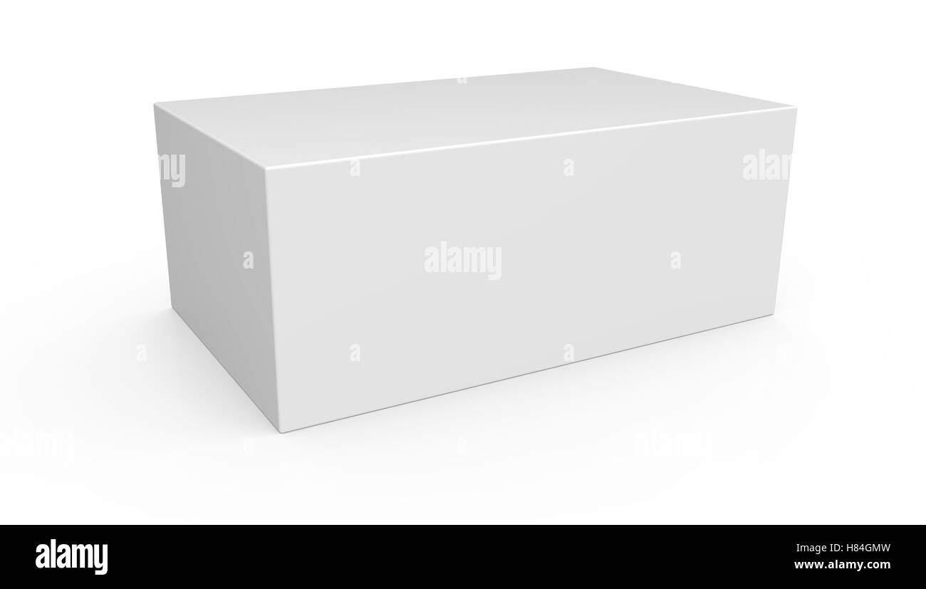 Vuota la casella bianca del modello di packaging, 3d rendering isolato sfondo bianco Foto Stock
