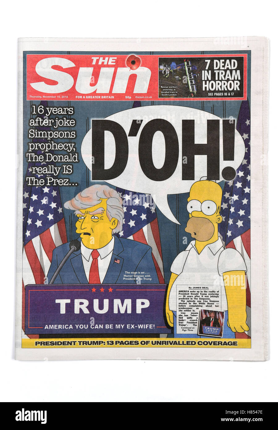 Il quotidiano britannico pagine a fronte del Presidente eletto Donald Trump Foto Stock