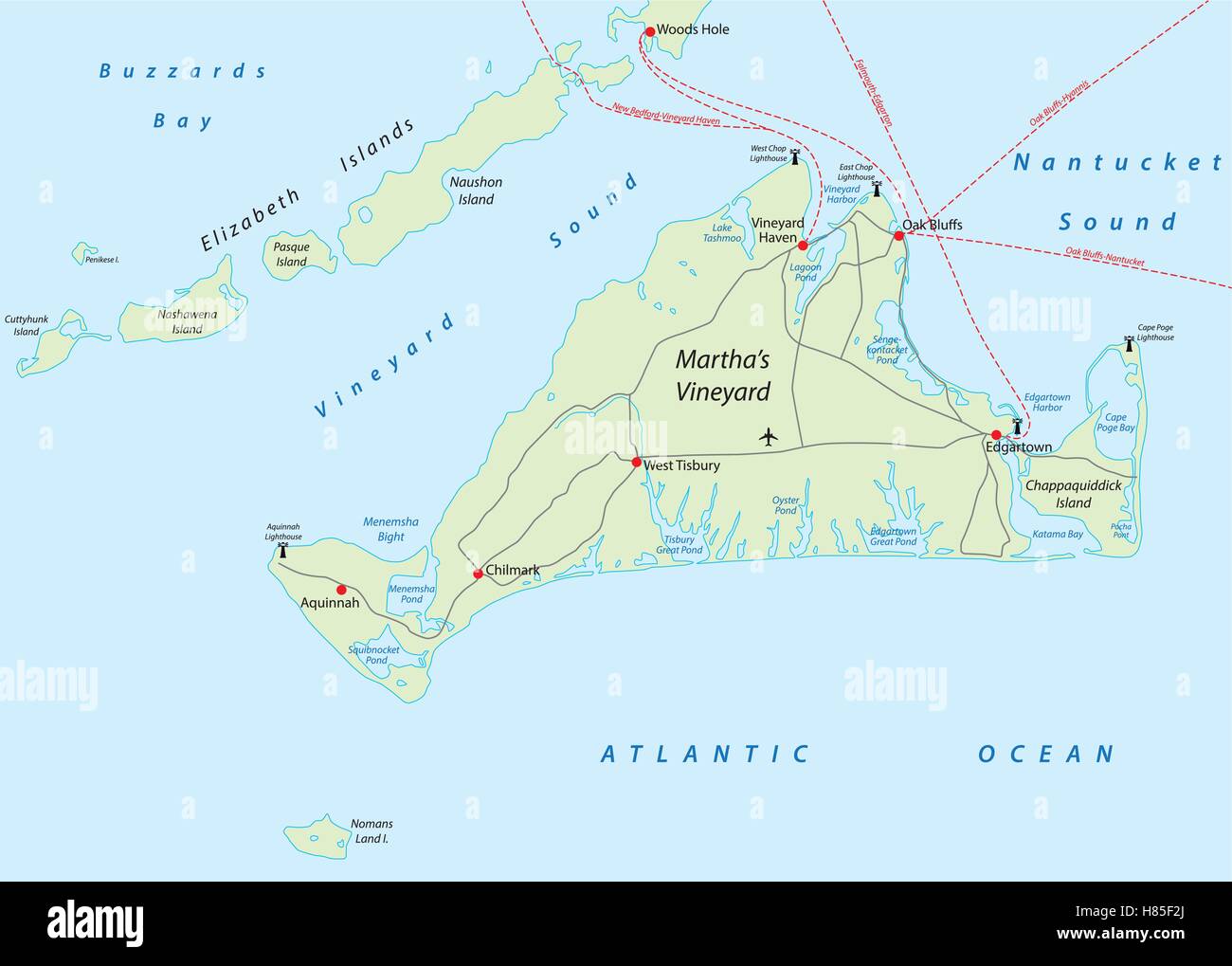 Martha's Vineyard mappa Illustrazione Vettoriale