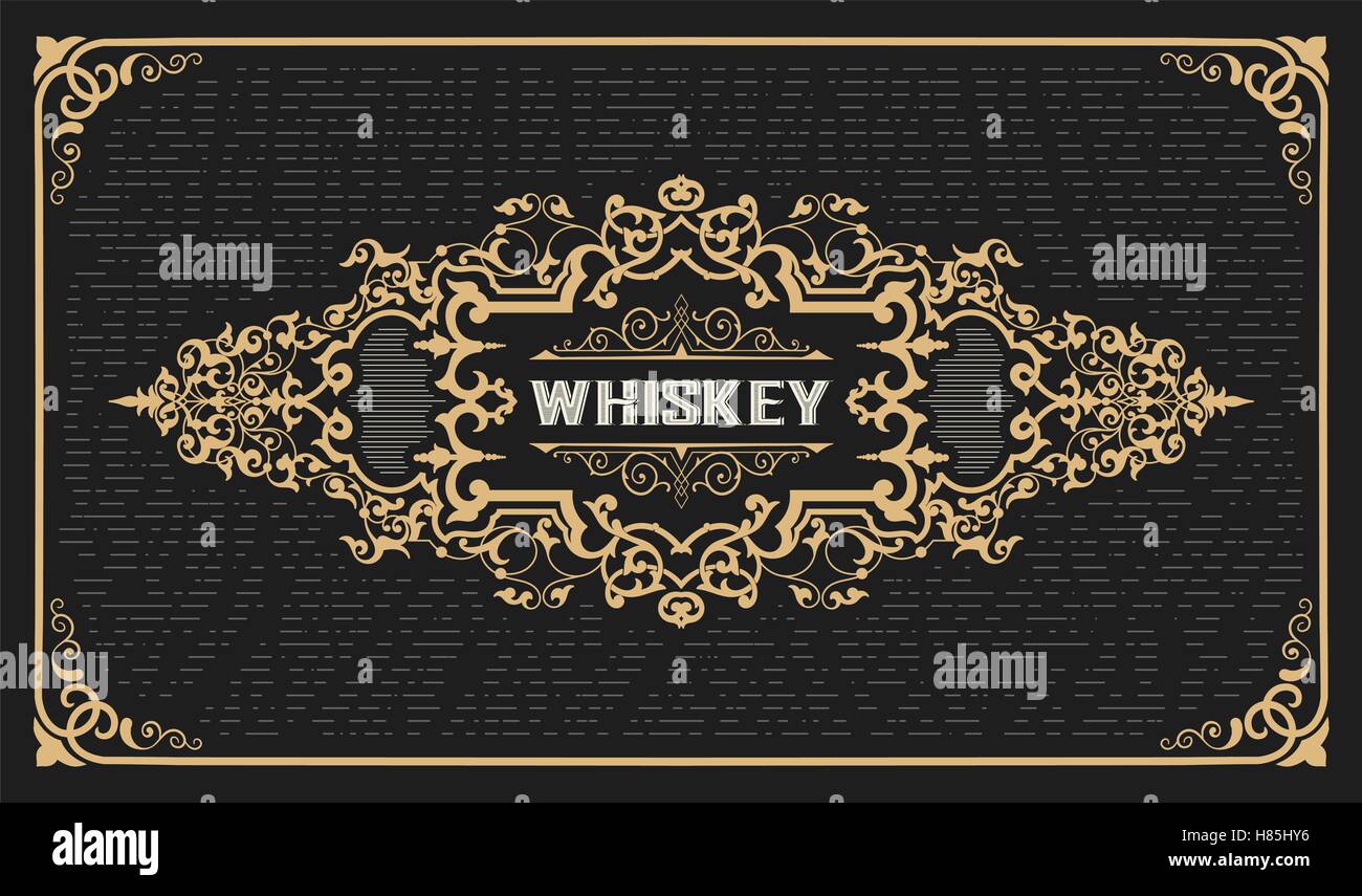 Vecchia etichetta design per il whiskey e vino etichetta, ristorante banner, birra etichetta. Illustrazione Vettoriale