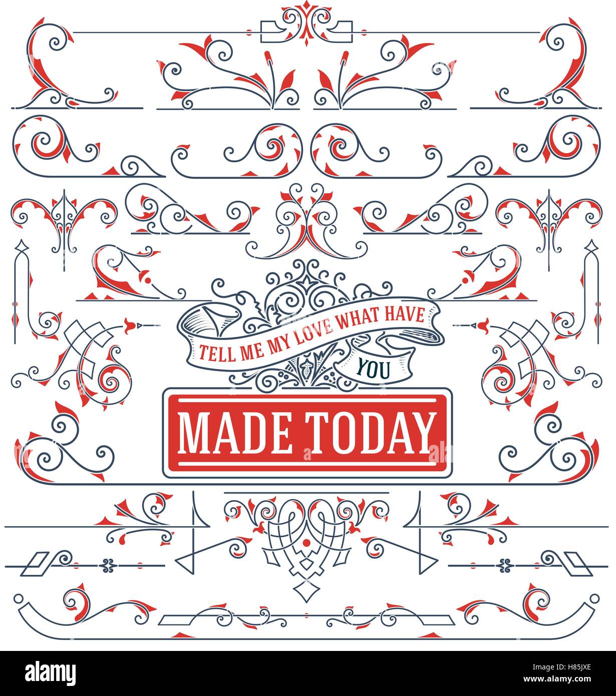 Calligrafica risorse di progettazione e decorazione di pagina Illustrazione Vettoriale