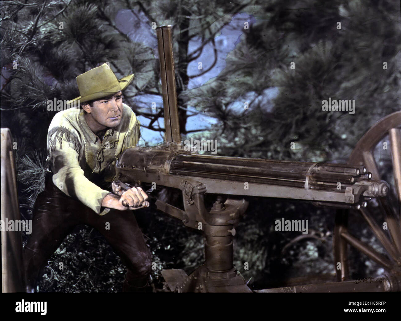 Reiter gegen Sitting Bull, (CAVALRY SCOUT), USA 1951 Regie: Lesley Selander ASTA CAMERON Stichwort: Maschinengewehr Foto Stock