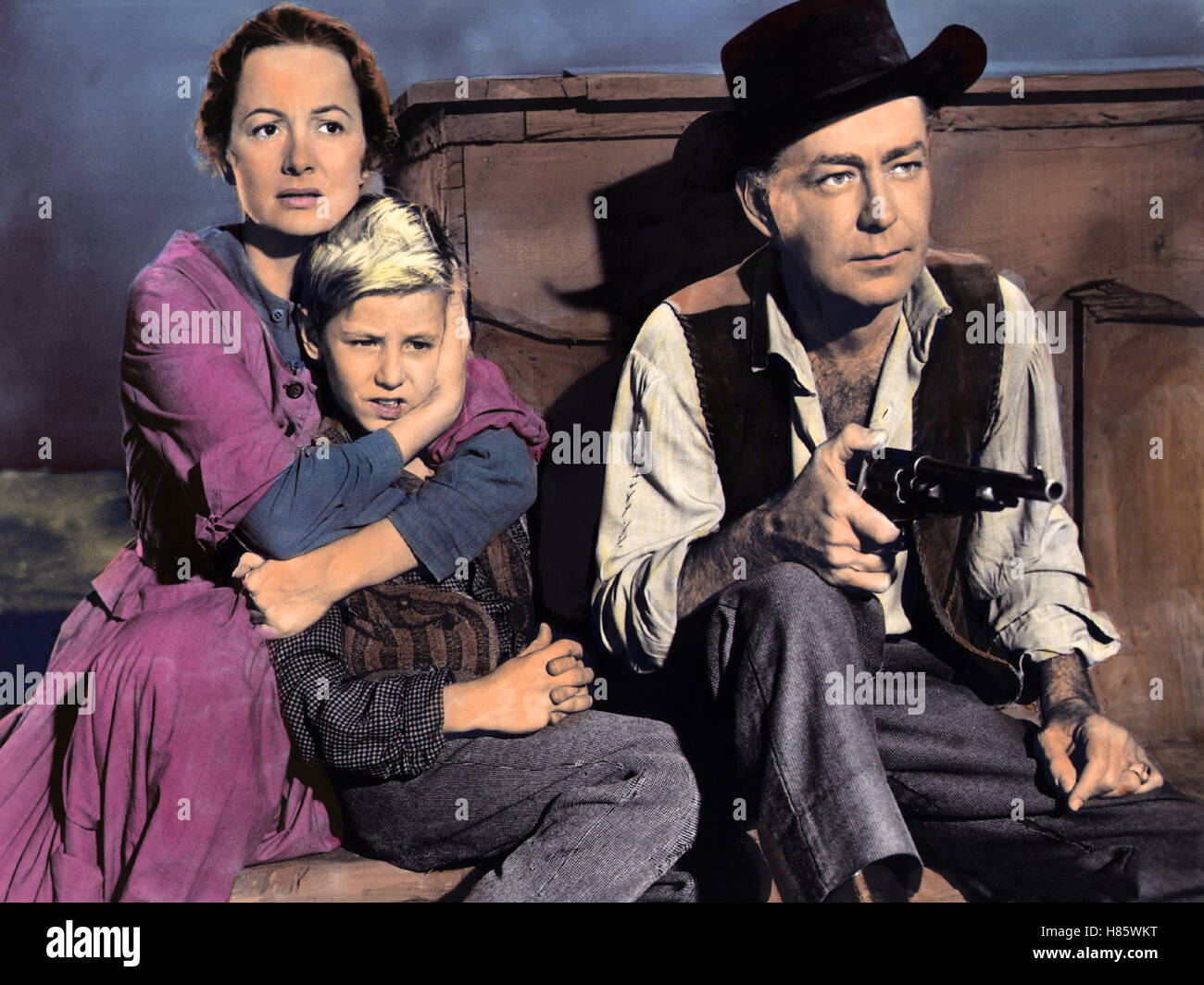 Der stolze Rebell, (l'orgoglioso REBEL) USA 1958, Regie: Michael Curtiz, Olivia de Havilland, DAVID LADD, Alan Ladd, Stichwort: Waffe, revolver, Angst Foto Stock