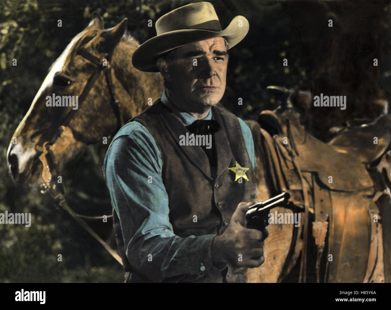 Stadt ohne sceriffo, (LA PISTOLA HAWK) USA 1963, Regie: Edward Ludwig, asta Cameron, Stichwort: Sheriffstern, revolver, Pferd Foto Stock
