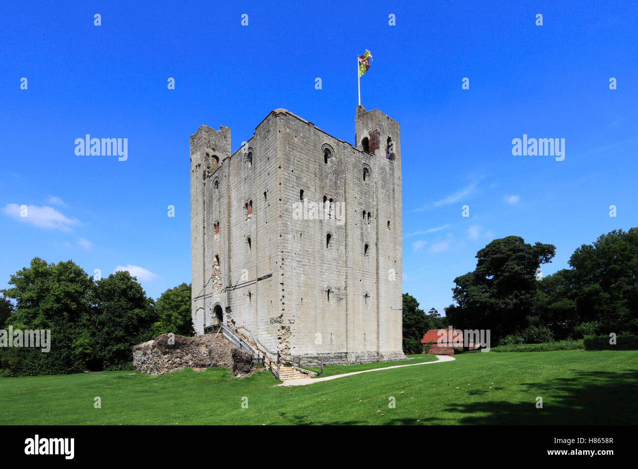 Il Castello di Hedingham nel borgo del Castello di Hedingham, contea di Essex, Inghilterra, Regno Unito Foto Stock