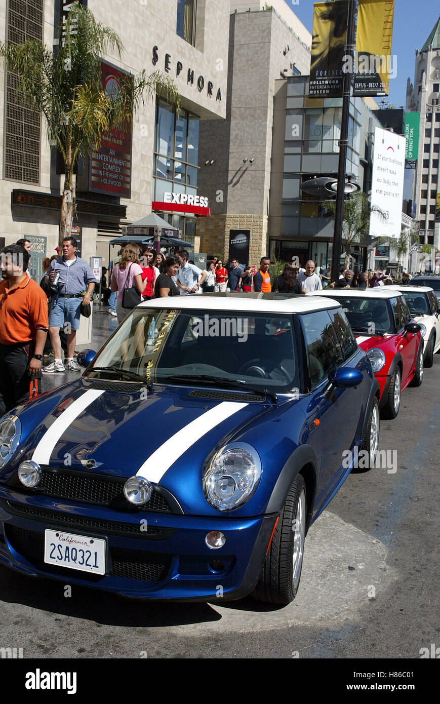 MINI sul set del film NEW ITALIAN JOB MOVIE SET EL CAPITAN THEATRE HOLLYWOOD LOS ANGELES STATI UNITI D'AMERICA 05 Ottobre 2002 Foto Stock