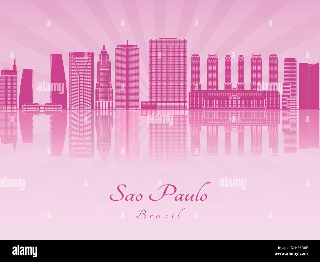 Sao Paulo V2 skyline in viola orchidea radiante in modificabile file vettoriali Foto Stock