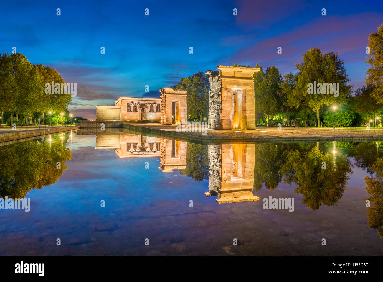 Il Tempio di Debod è un tempio egizio donato da egiziana in Spagna nel 1968 in ringraziamento per l'aiuto fornito nel salvataggio del Abu Foto Stock