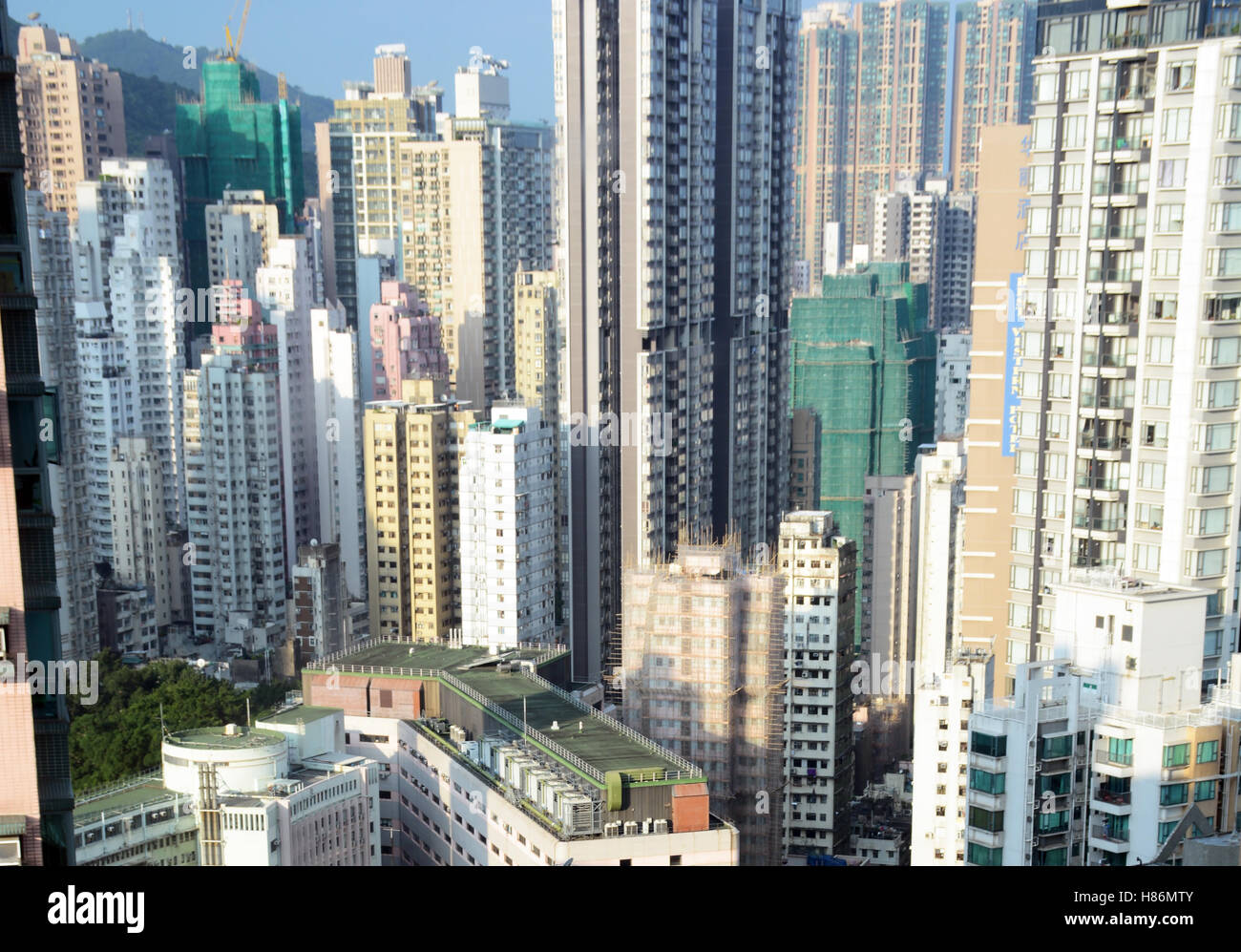 Vista aerea sul quartiere residenziale dell'isola di Hong Kong Cina Foto Stock