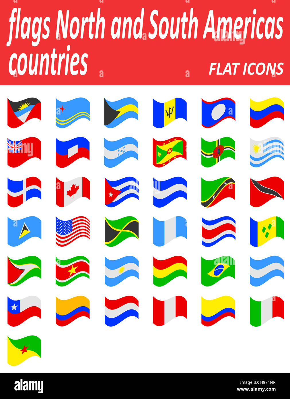 Le Bandiere Del Nord E Del Sud America Paesi Icone Piatta Foto Stock Alamy