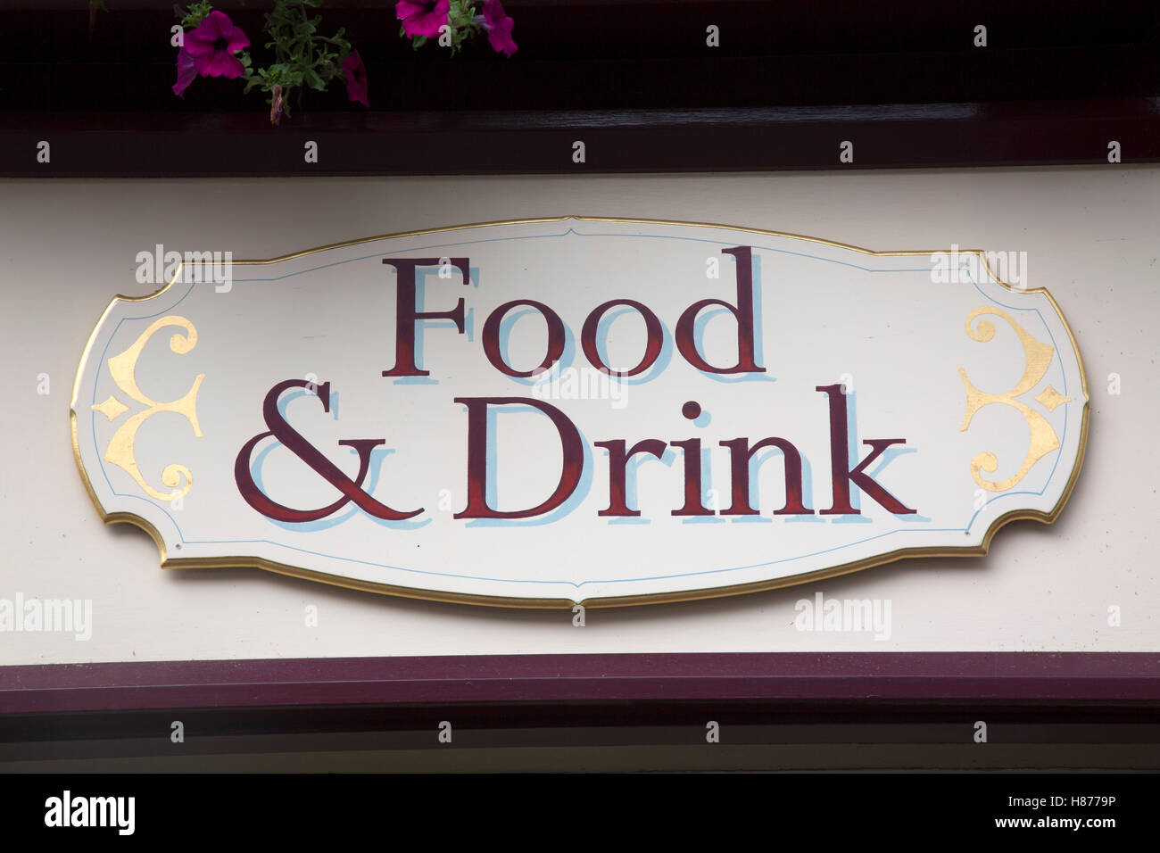 Il cibo e le bevande segno, Kenmare, Irlanda Foto Stock