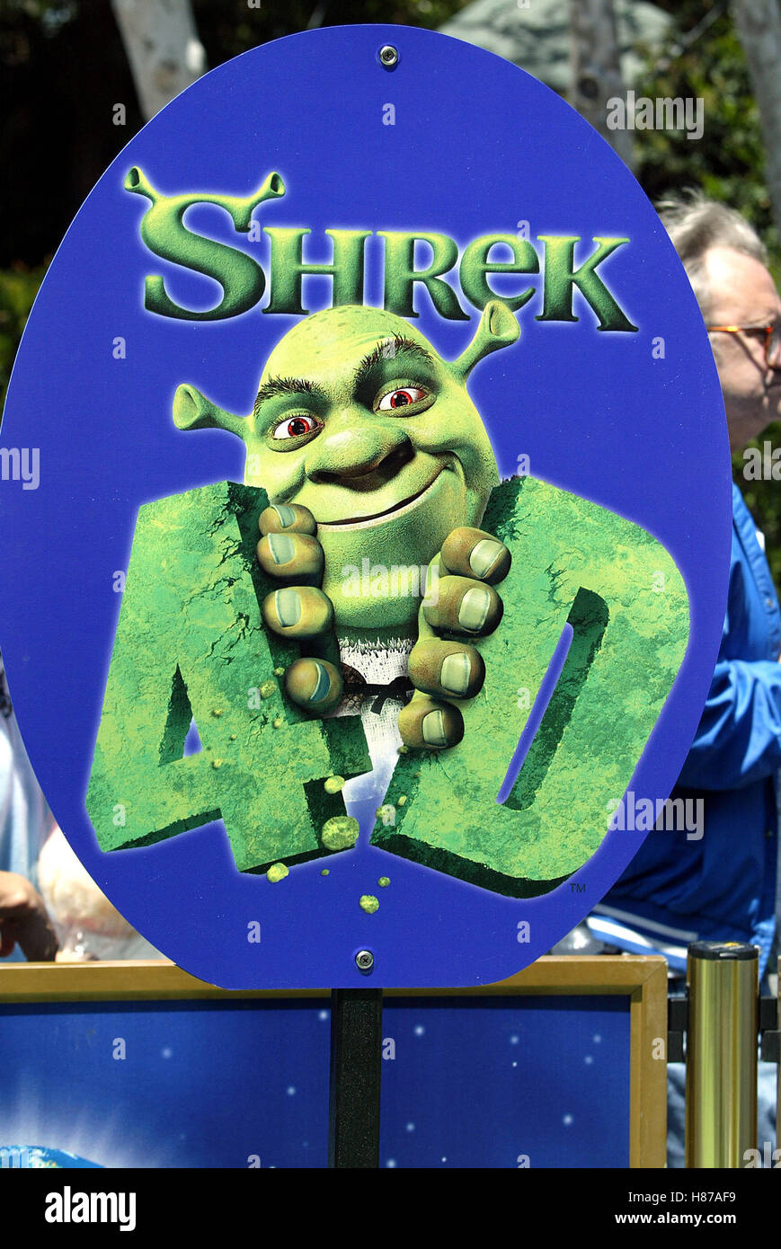 SHREK 4-D SEGNO Shrek 4-D'attrazione PREMIERE gli Universal Studios di Los Angeles USA 10 Maggio 2003 Foto Stock