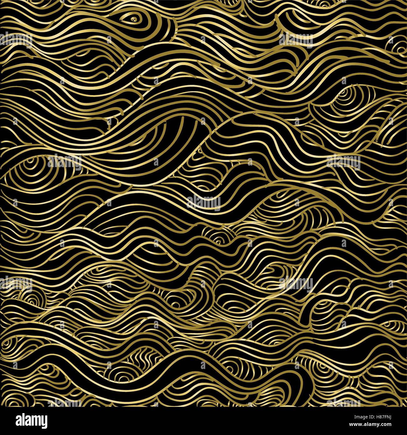 Oro astratto modello senza giunture, wave linea texture di lusso sfondo per la stagione di natale. EPS10 vettore. Illustrazione Vettoriale