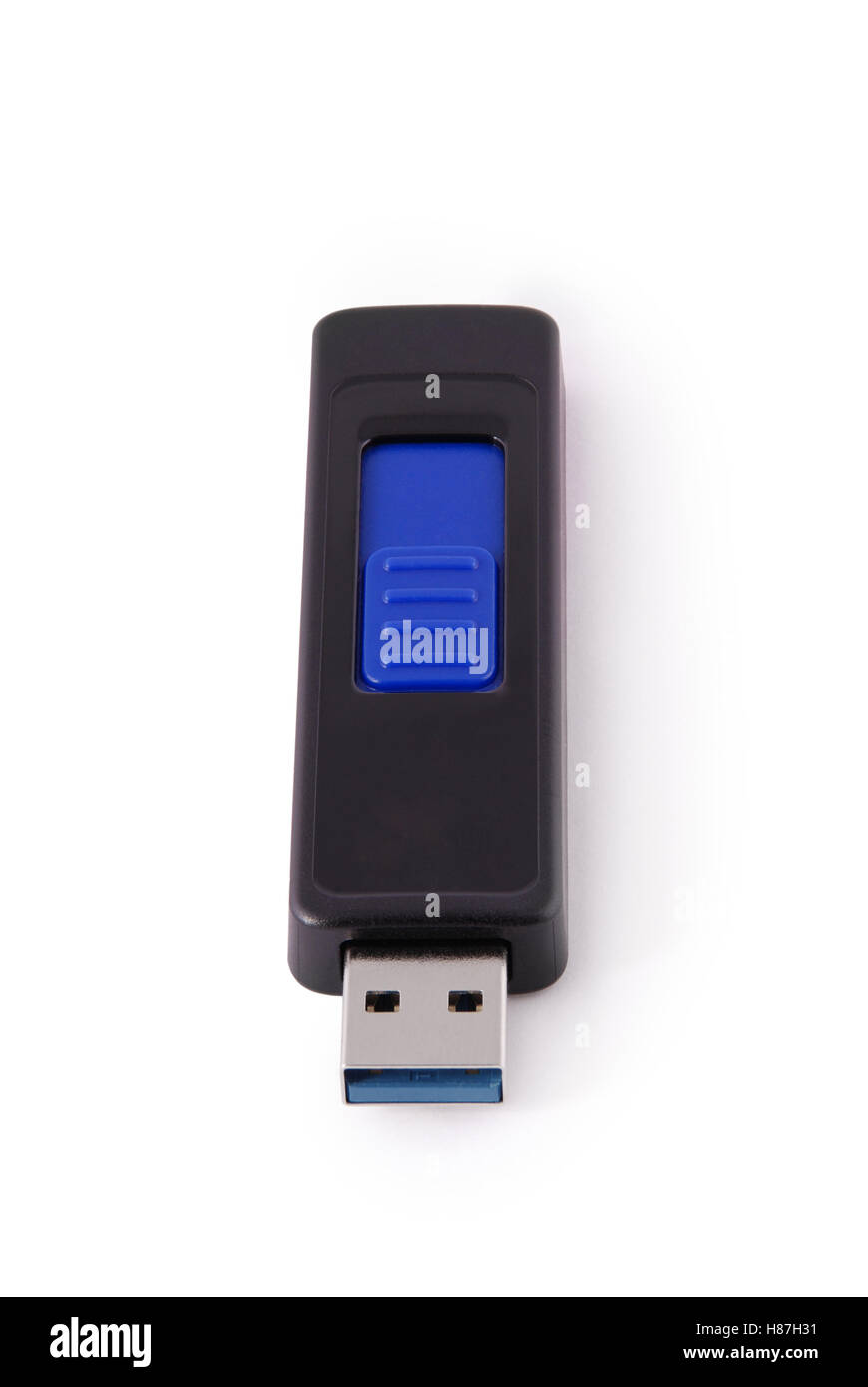 Memory stick USB isolato su bianco. Foto con il tracciato di ritaglio Foto Stock