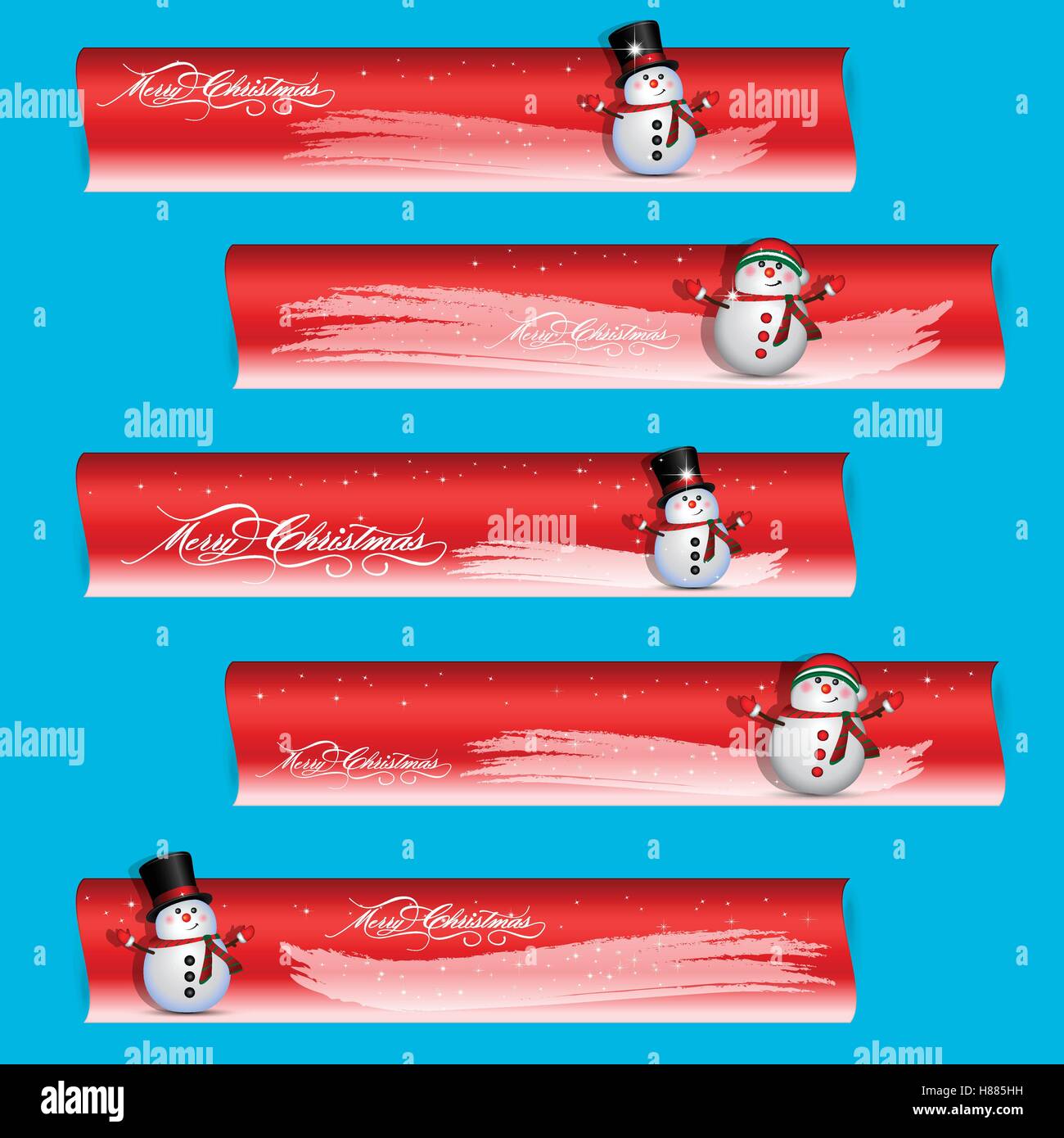 Merry Christmas banner con pupazzo di neve Illustrazione Vettoriale