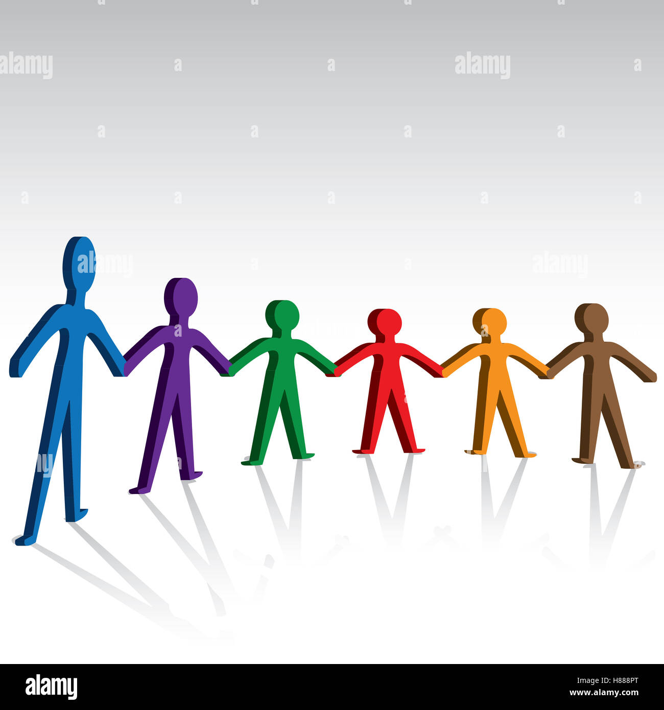 Di fraternità e di unità-Persone colorate tenendo le mani insieme Foto Stock
