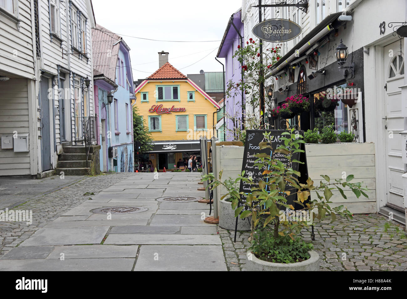 Colorate, Hanekam cafe in Ovre Holmegate, Stavanger, Norvegia Foto Stock