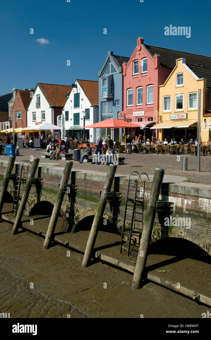 Inland harbor, Husum, costa del Mare del Nord, Nord Frisia, Schleswig-Holstein Foto Stock