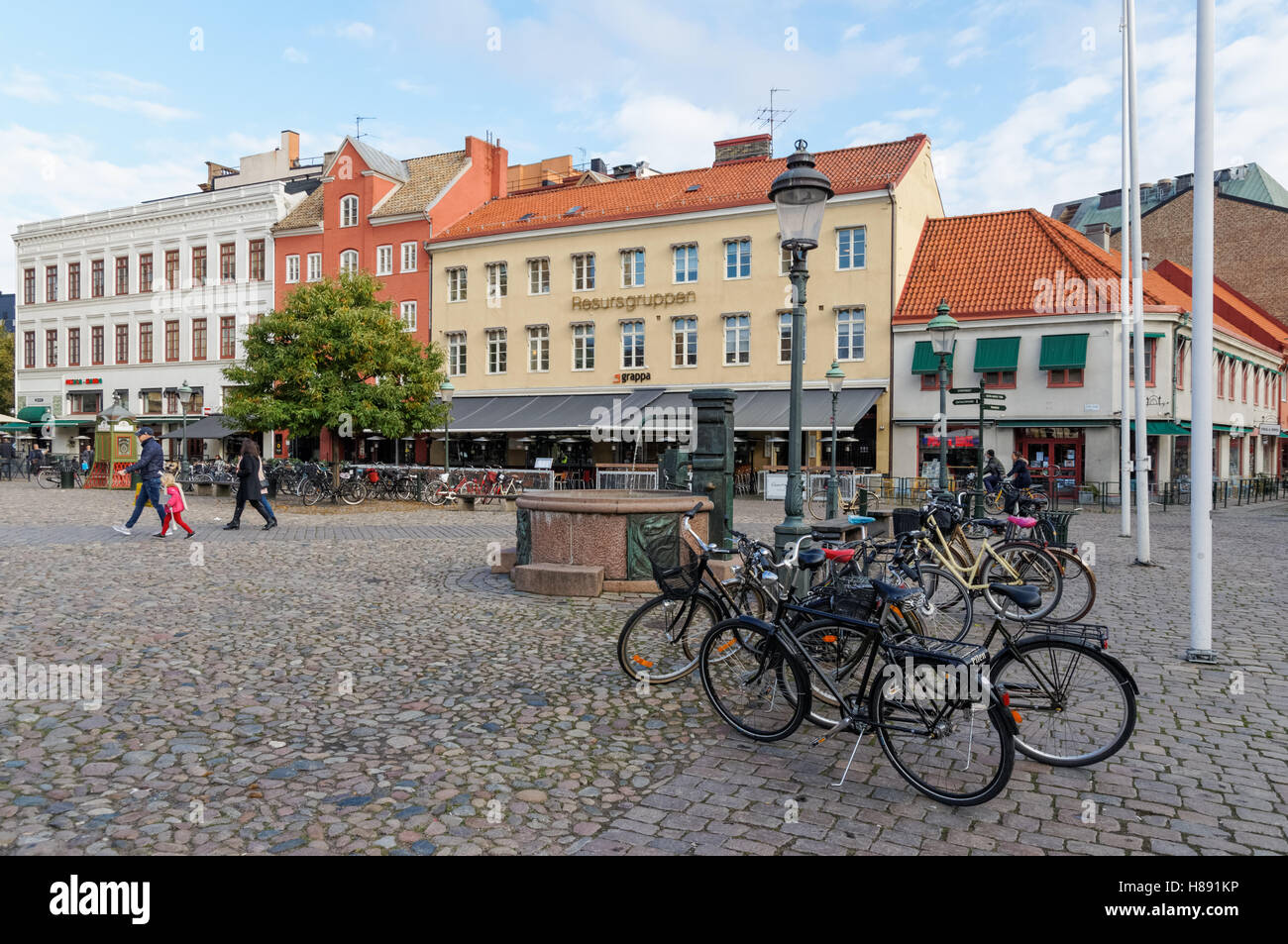 Lilla Torg (piazzetta) in Malmo, Svezia Foto Stock