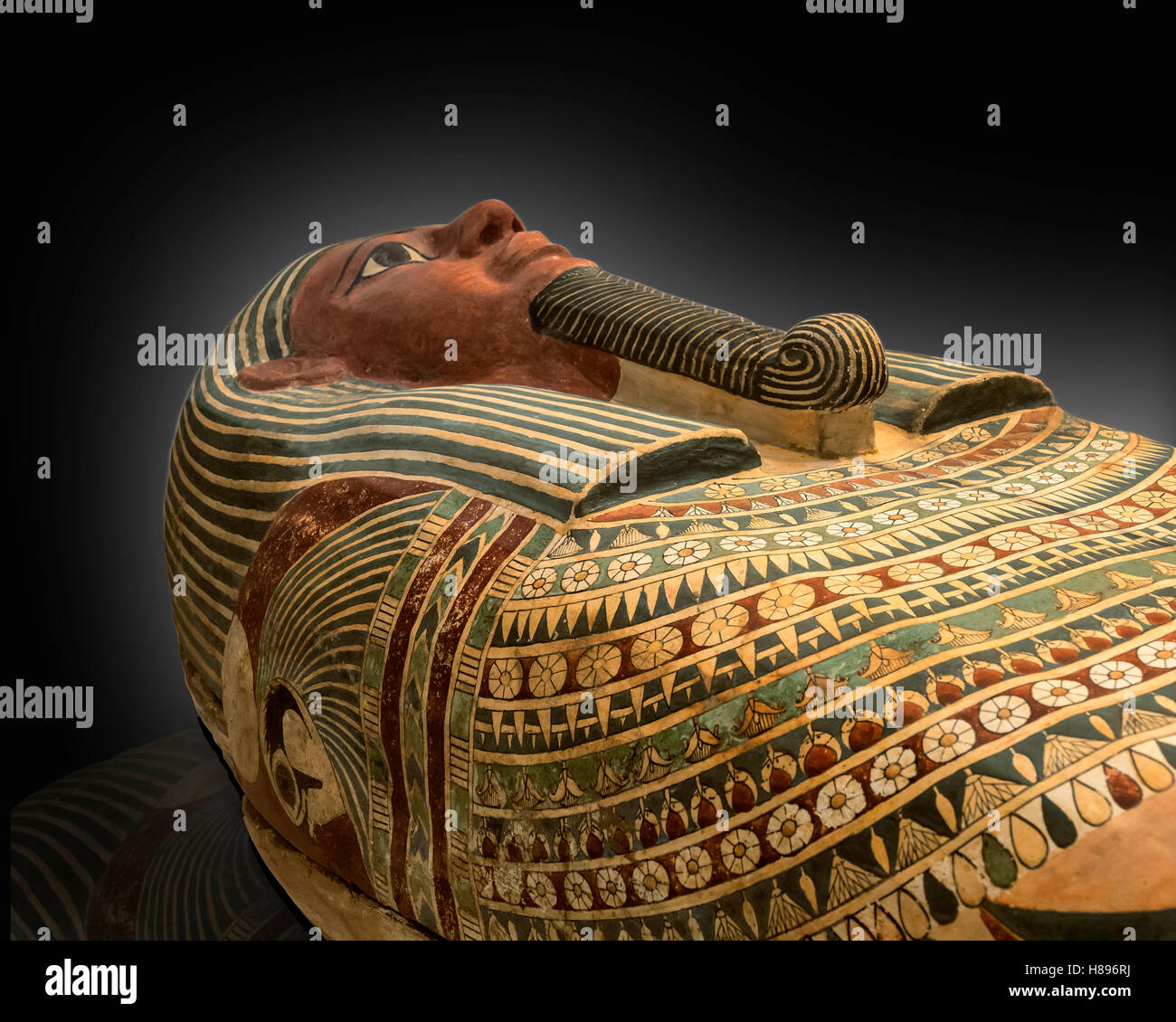 Un pezzo di legno di testa mummia Foto Stock